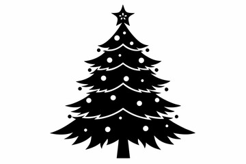 christmas tree line art silhouette vector illustration