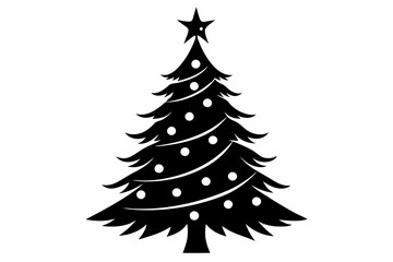 christmas tree line art silhouette vector illustration