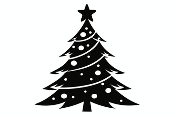 christmas tree line art silhouette vector illustration