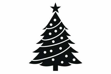 christmas tree line art silhouette vector illustration