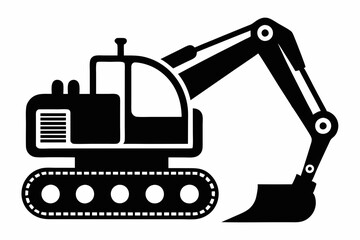 excavator line art silhouette vector illustration