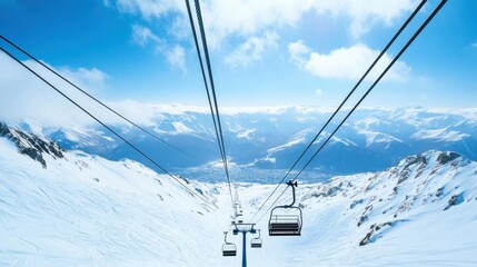 Fototapeta premium A view from a ski lift.
