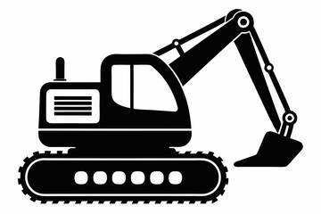 excavator line art silhouette vector illustration