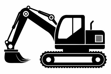 excavator line art silhouette vector illustration