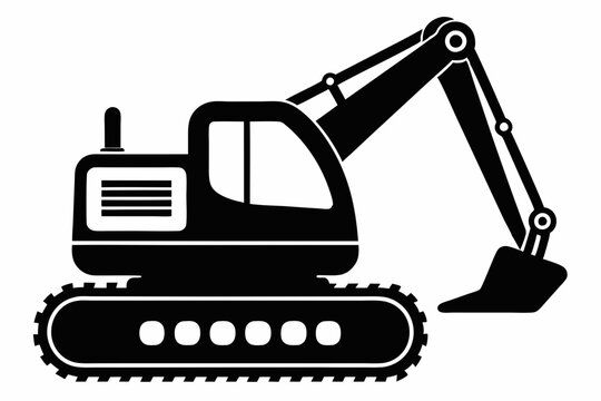 black excavator construction equipment silhouette clip art preview