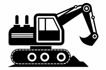 excavator line art silhouette vector illustration