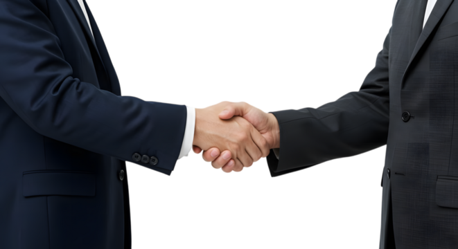 business man shaking hands isolated at transparent background
