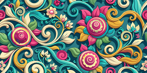 Fototapeta premium vector floral 3d seamless pattern background