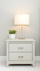 Simple bedside table with lamp and plant (1)