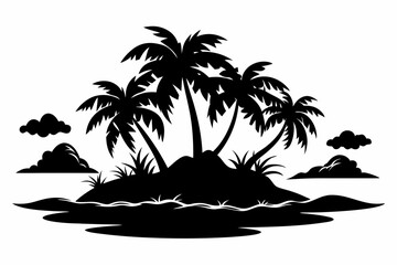 island line art silhouette vector illustration