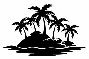 island line art silhouette vector illustration