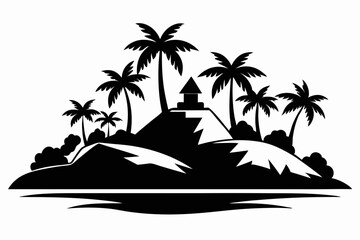 island line art silhouette vector illustration
