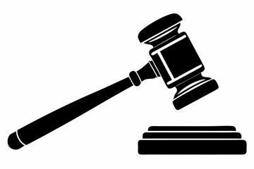 judge gavel line art silhouette vector illustration