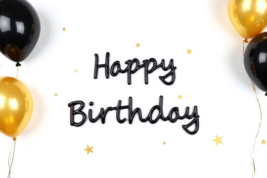 happy birthday card with black and gold balloons happy birthday birthday card png and psd