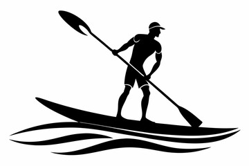 padle boarding line art silhouette vector illustration