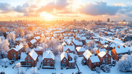 Snowy cityscape at sunset (1)