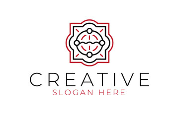 Elegant Red Black Abstract Global Creative Logo Design art icon style image lines shape   
