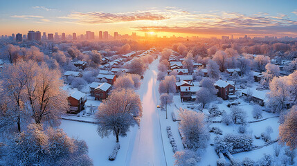 Snowy Cityscape Sunrise (1)