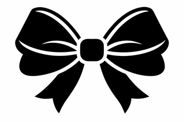ribbon bow line art silhouette vector illustration