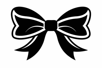 ribbon bow line art silhouette vector illustration