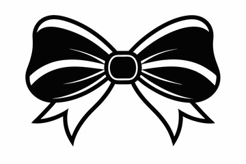ribbon bow line art silhouette vector illustration