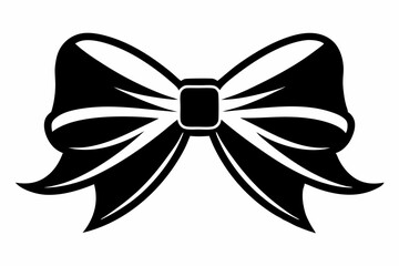 ribbon bow line art silhouette vector illustration