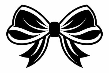 ribbon bow line art silhouette vector illustration