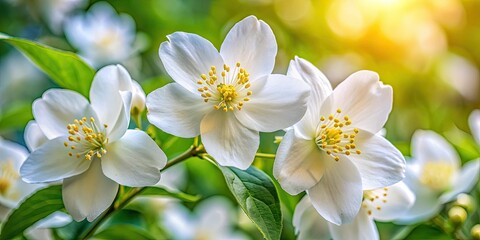 Fototapeta premium Delicate Philadelphus blossoms, exquisite white flowers adorning the mock orange shrub.