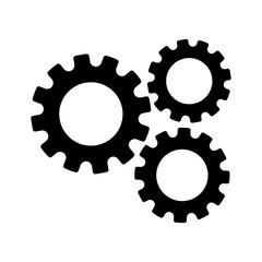 Three gears icons isolated. Gear wheel sign concept. Vector illustration.