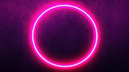 Obraz premium Neon Pink Circle on Dark Background with Grunge Texture