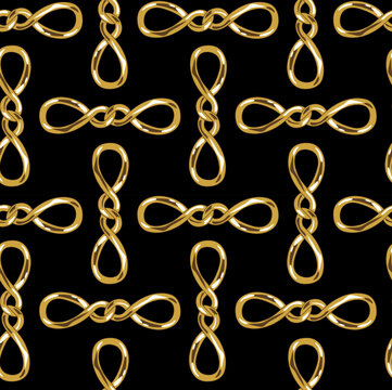 Patron lujoso de simbolo infinito dorado sobre fondo negro