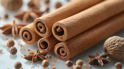 Aromatic Cinnamon Sticks with Star Anise and Nutmeg: A Culinary Delight