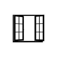 Open window Outline silhouette vector illustration on white background
