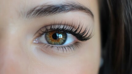 Extended Eyelashes: Hazel Eye Close-up 