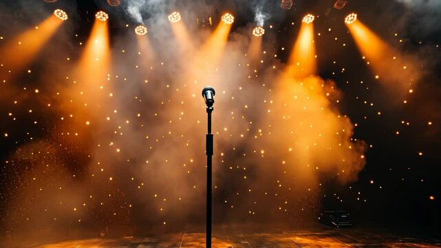 Spotlight on Stage: A Single Microphone Under the Gleam of Stage Lights