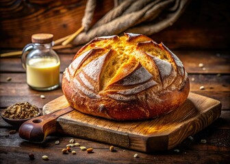 Golden-crusted sourdough, a rustic panoramic delight. Buttery, irresistible.