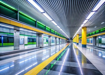 Fototapeta premium Sleek, minimalist architecture for a modern transit hub, focused on efficiency and aesthetic.