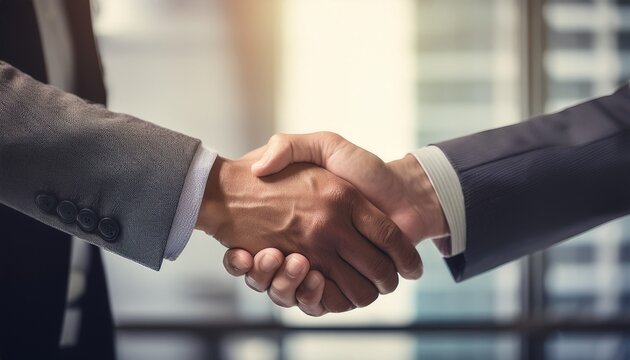 A handshake that signifies trust amidst a busy environment.  