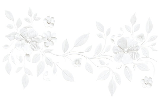 isolated transparent Background. Elegant floral design with white flowers and leaves, perfect for decor