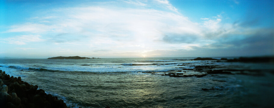 Panoramic view of the atlantic ocean, Essaouira, Morocco.