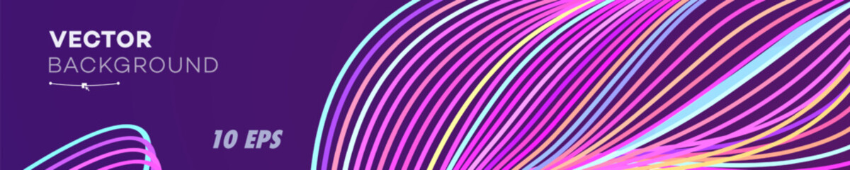 Abstract banner modern neon style for cyber big data, digital neural network, AI technology machine deep learning vector