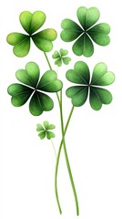 Fototapeta premium Bunch of Three Leaf Clover Plants Close Up Botanical Illustration Lucky Charm St Patricks Day Theme