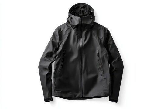 Men's waterproof black rain jacket for outdoor adventures