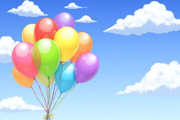 Naklejka premium bunch of colorful balloons floating in the air
