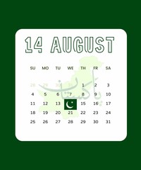 Pakistan Independence Day Calendar 14 August Design Illustration