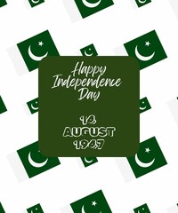 Pakistan Independence Day 14 August Celebration Typography Template Design Illustration