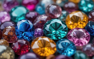 Collection of Sparkling Colorful Gemstones for Jewelry and Decoration