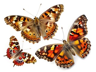 Nature photography captures a Painted Lady butterfly's vibrant, multicolored wings in high-resolution detail mid-flight.