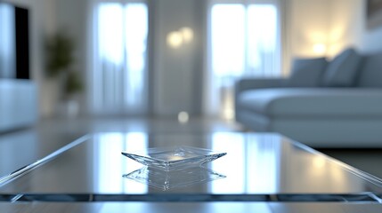 Glass Dish on Modern Coffee Table in a Minimalist Living Room