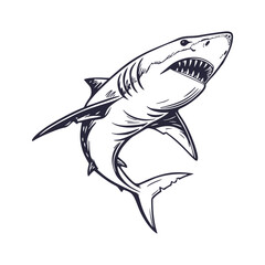 Fototapeta premium Shark Hand Drawn Style Vector Clipart Isolated Illustration on white background.